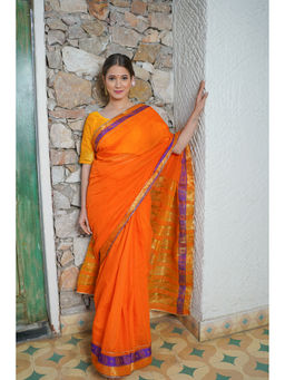 HOUSE OF JAMOTI - Mul Handloom Banarasi Orange Saree