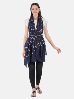 MUFFLY - Women Self Design Wool Blend, Foil Print Stoles with Hanger