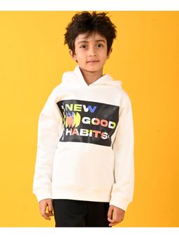 ANTHRILO - New Good Habits Boys Fleece Hoodie - White
