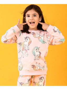 ANTHRILO - Unicorn Star Pretty Pink Fleece Sweatshirt - Pink