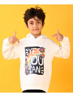 ANTHRILO - Yes You Can Fleece Boys Hoodie - White