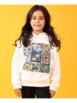 ANTHRILO - Lemon Vibes Fleece Girls Hoodie - White