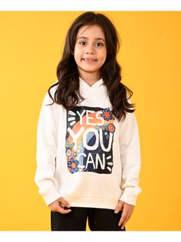 ANTHRILO - Yes You Can Fleece Girls Hoodie - White
