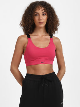Reebok - Ess Bra - Padded Pink Solid/plain Training Bra