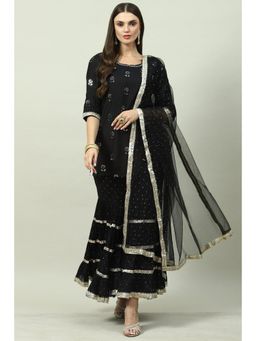 Biba - Black Embroidered Suit (Set of 3)