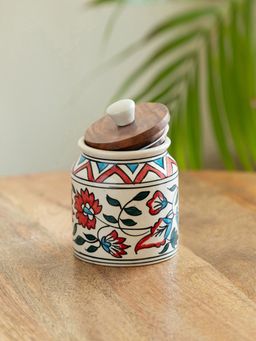 ExclusiveLane - Persian Floral' Multi-Purpose Jar & Container In Ceramic (410 ml)