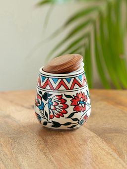 ExclusiveLane - Persian Floral Multi-Purpose Storage Jar & Container In Ceramic (480 ml)