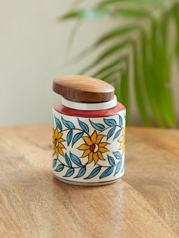 ExclusiveLane - Persian Floral Multi-Purpose Storage Jar & Container In Ceramic (600 ml)