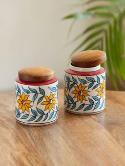 ExclusiveLane - Persian Floral' Multi-Purpose Storage Jars & Containers In Ceramic Set of 2