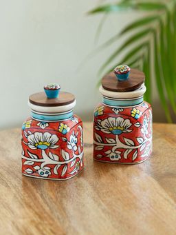 ExclusiveLane - Mughal Classic' Multi-Purpose Storage Jars & Containers Set In Ceramic (410 ml)