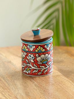 ExclusiveLane - Mughal Barrel Multi-Purpose Storage Jar & Container In Ceramic (420 ml)