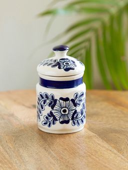 ExclusiveLane - Mughal Floral Multi-Purpose Storage Jar & Container In Ceramic (420 ml)