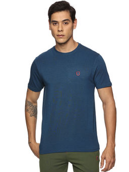 DOMIN8 - Men Breathable Slim Fit Round Neck Bamboo Blue T-Shirt
