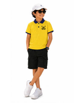 Trampoline - Yellow Solid Regular Cotton Blend Polo T-Shirt and Shorts