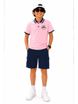 Trampoline - Pink Solid Regular Cotton Blend Polo T-Shirt and Shorts