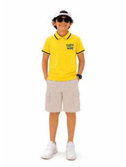 Trampoline - Yellow Solid Regular Cotton Blend Polo T-Shirt and Shorts