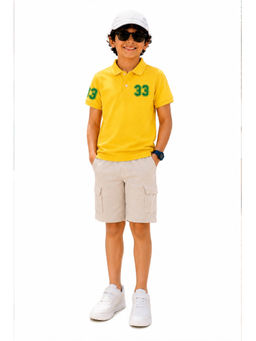 Trampoline - Yellow Solid Regular Cotton Blend Polo T-Shirt and Shorts