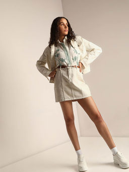 VERO MODA - White Solid Mini Skirt