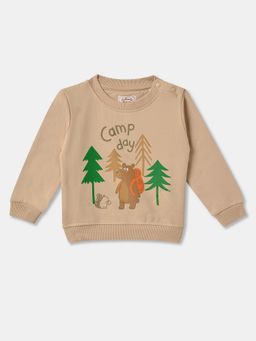 R&B - Boys Beige Cotton Round Neck Sweatshirt