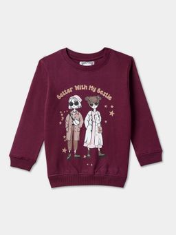 R&B - Cotton Wine Round Neck Girls Sweatshirt