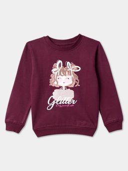 R&B - Cotton Wine Round Neck Girls Sweatshirt