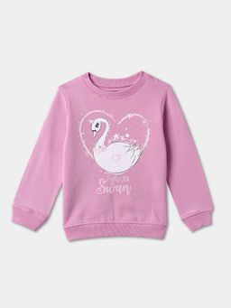 R&B - Cotton Round Neck Girls Pink Sweatshirt