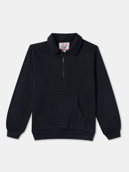 R&B - Cotton Boys Navy Blue Collar Neck Sweatshirt