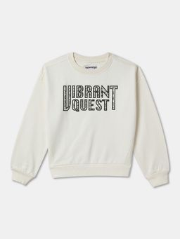 R&B - Girls Cotton Ivory Round Neck Sweatshirt