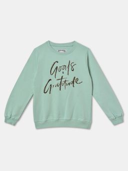 R&B - Cotton Green Round Neck Girls Sweatshirt