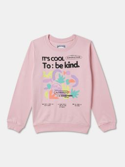 R&B - Cotton Pink Girls Round Neck Sweatshirt