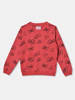 R&B - Cotton Red Round Neck Girls Sweatshirt