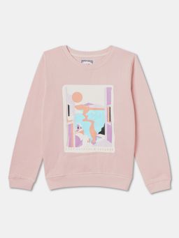 R&B - Cotton Pink Round Neck Girls Sweatshirt