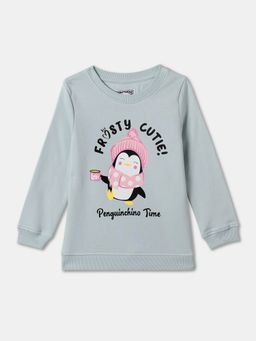 R&B - Cotton Green Round Neck Girls Sweatshirt