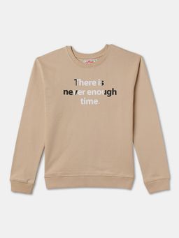 R&B - Cotton Beige Boys Round Neck Sweatshirt