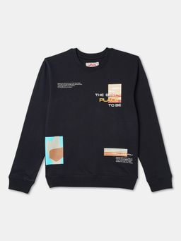 R&B - Boys Cotton Navy Blue Round Neck Sweatshirt