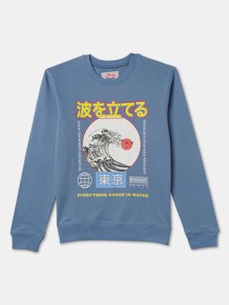 R&B - Cotton Blue Round Neck Boys Sweatshirt
