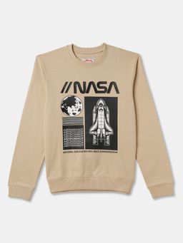 R&B - Boys Cotton Beige Round Neck Sweatshirt