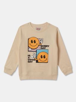 R&B - Boys Cotton Beige Round Neck Sweatshirt