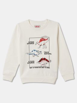 R&B - Cotton Off White Round Neck Boys Sweatshirt