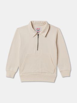 R&B - Cotton Beige Collar Neck Boys Sweatshirt