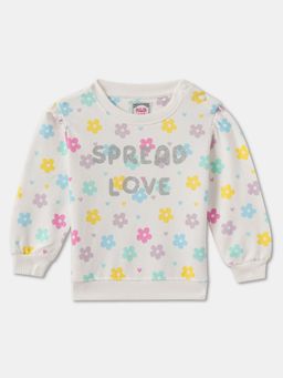 R&B - Cotton Ivory Girls Round Neck Sweatshirt