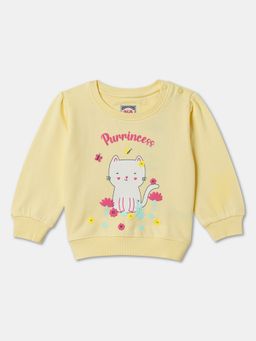 R&B - Cotton Yellow Round Neck Girls Sweatshirt