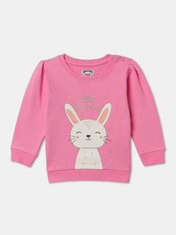 R&B - Cotton Pink Girls Round Neck Sweatshirt