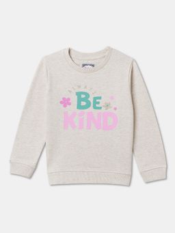 R&B - Cotton Cream Round Neck Girls Sweatshirt