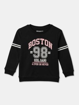 R&B - Cotton Black Round Neck Girls Sweatshirt