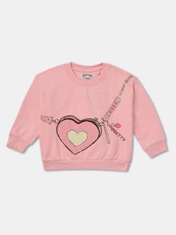 R&B - Pink Girls Cotton Round Neck Sweatshirt