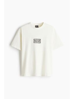 H&M - Men White Loose Fit Vintage-Look Printed T-Shirt
