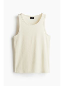 H&M - Men Beige Slim Fit Ribbed Vest Top