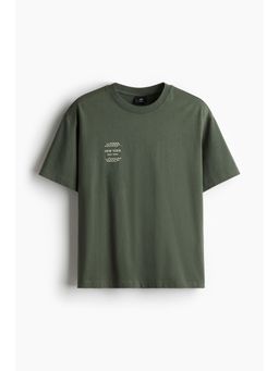 H&M - Men Blue Loose Fit Printed T-Shirt