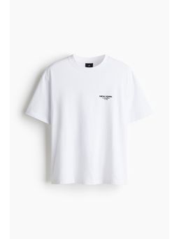 H&M - Men White Loose Fit Printed T-Shirt